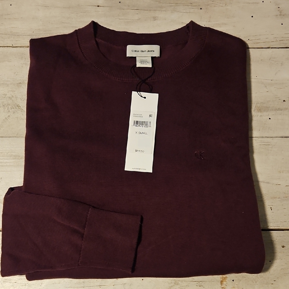 Calvin Klein Men's Deep Maroon Crewneck Sweater NWT